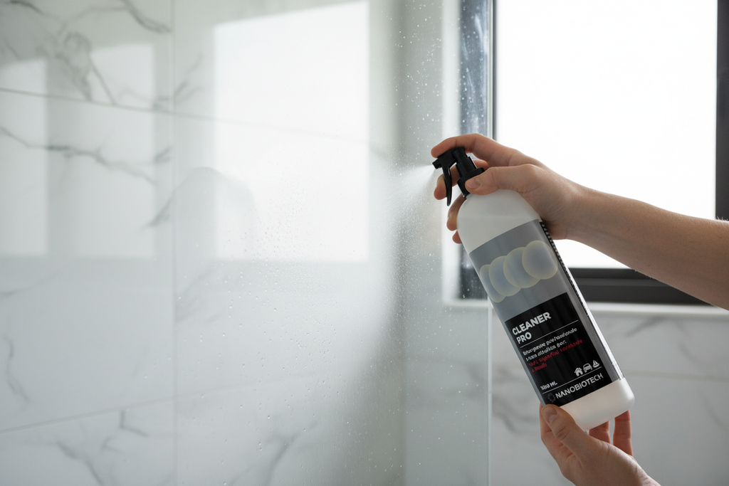 CLEANER PRO – Applicazione su vetro doccia bagno